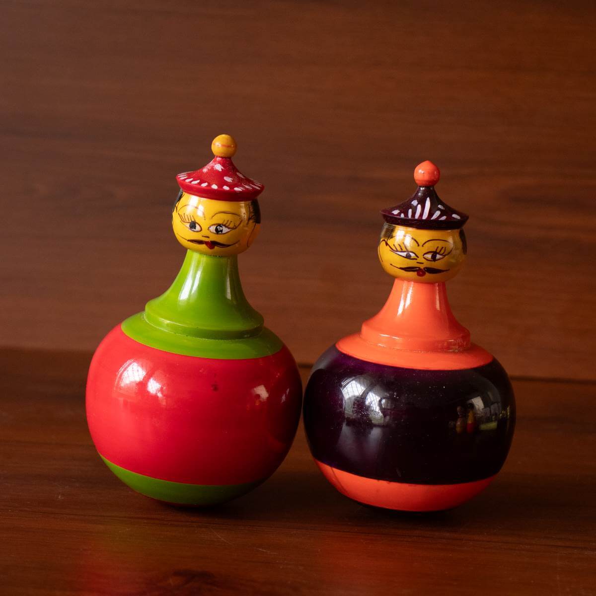 Wooden Balancing Doll-Set of 2-2-Zishta Traditional Toys-Navratri Diwali Gifts