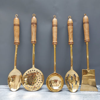 Brass Serving/Cooking Ladles - Set Of 5