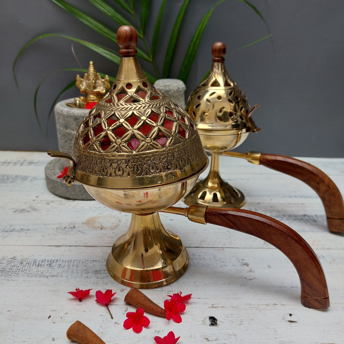 Brass Sambrani Dhoop Stand 9-Zishta Traditional-Home Decor
