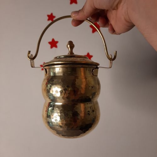 Brass Pot Shaped Storage Ghee Thooku 3-Zishta Traditional Cookware