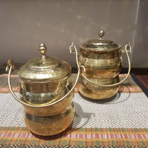 Brass Pot Shaped Storage Ghee Thooku 4-Zishta Traditional Cookware