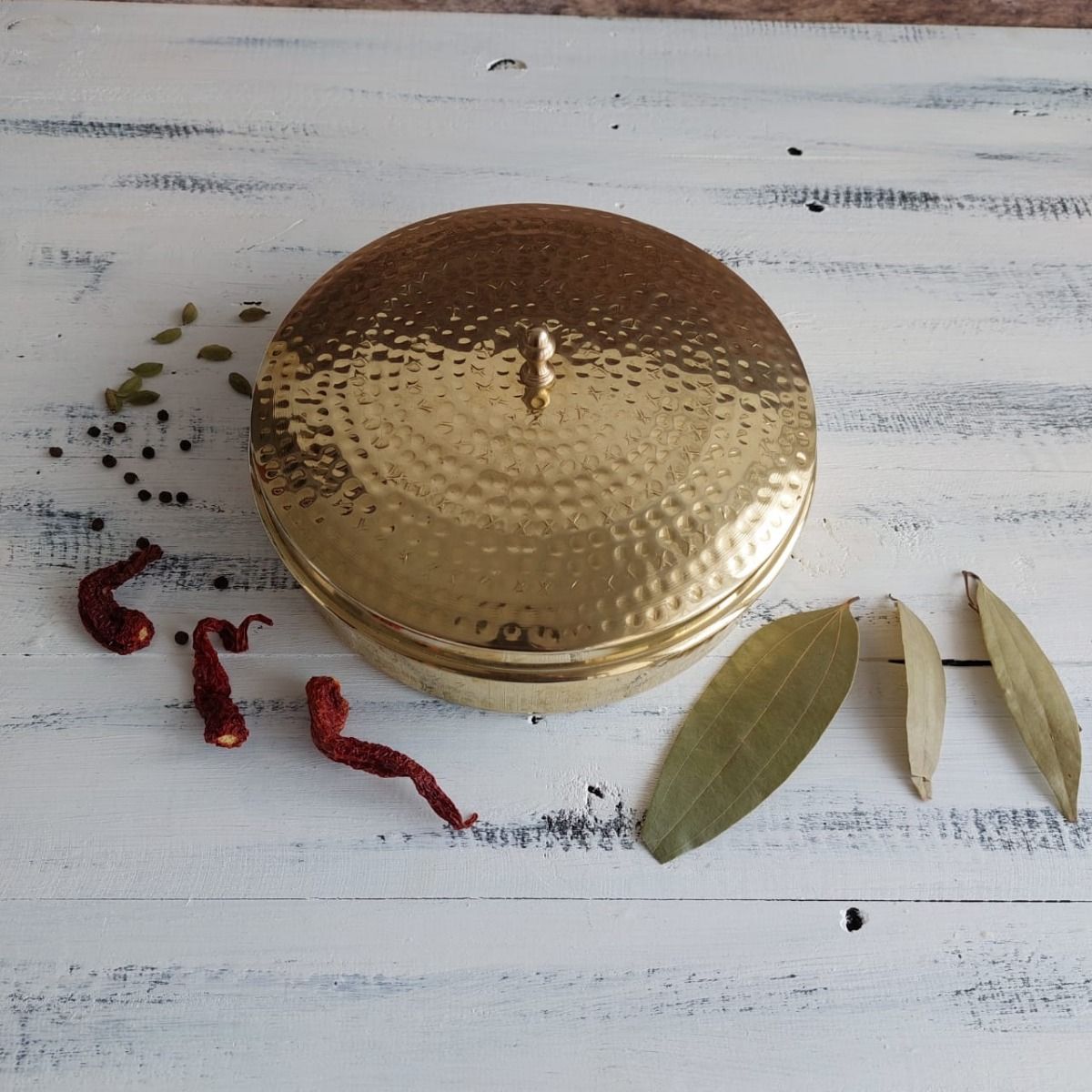 Brass Spice Box- Large with Tin coating & Plate