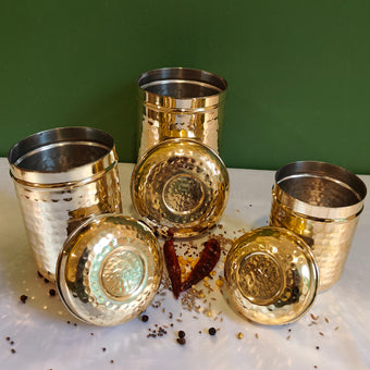 Brass Storage Canister  Hammered - Combo Set of 3