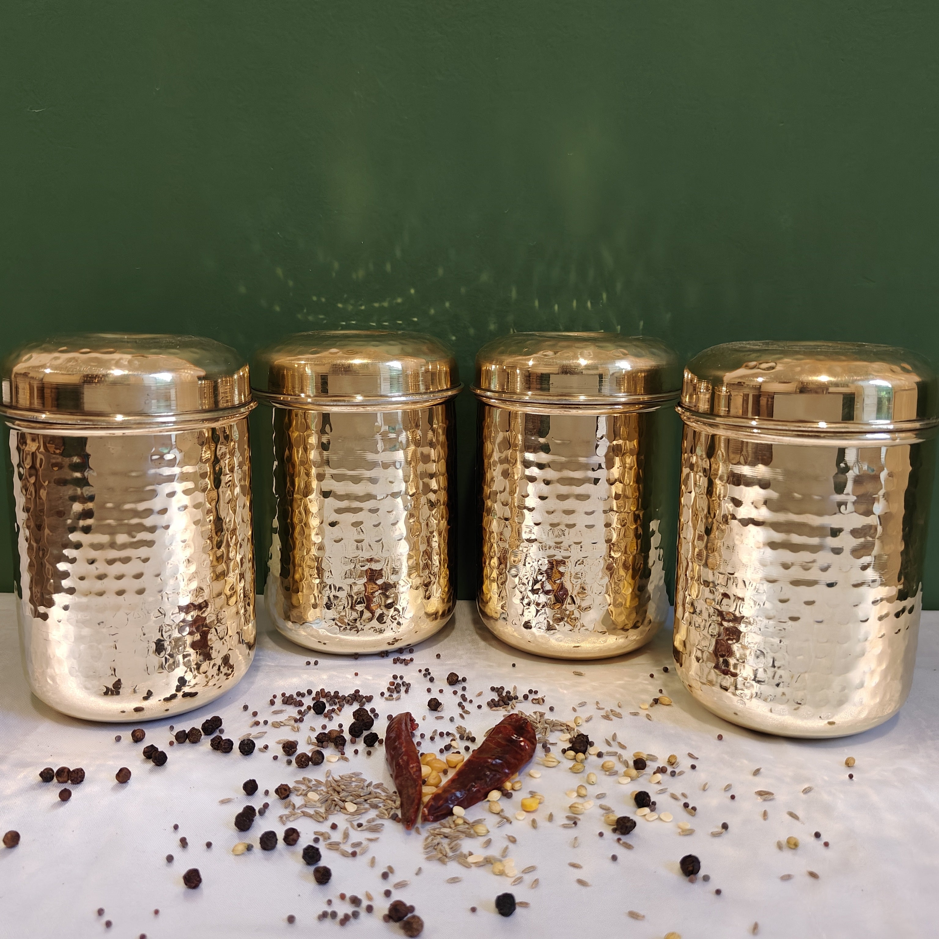 Brass Storage Canister Hammered - Small