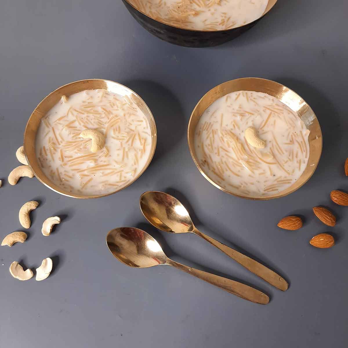 Bronze Kansa Dessert Bowls 3-Zishta Traditional Cookware