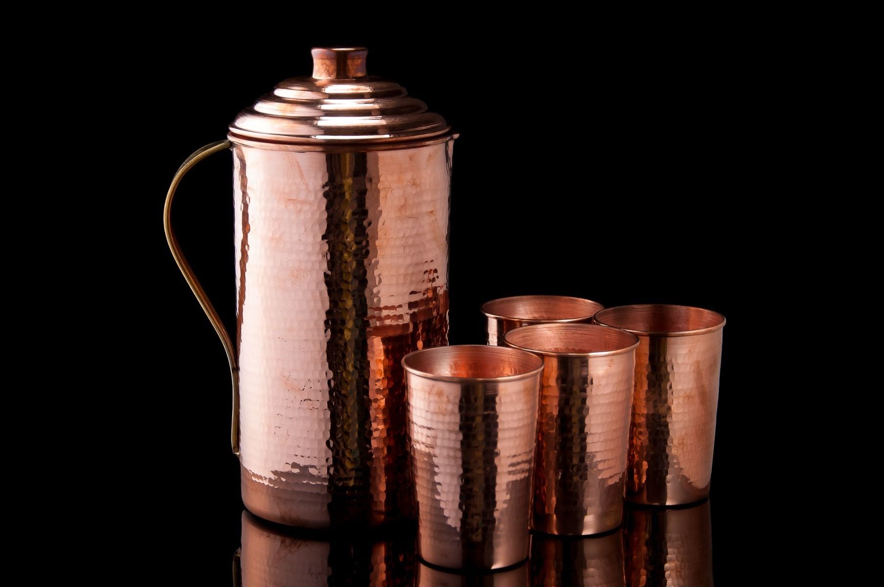 Copper Water Jug And Tumbler Set 3-Zishta Traditional Cookware