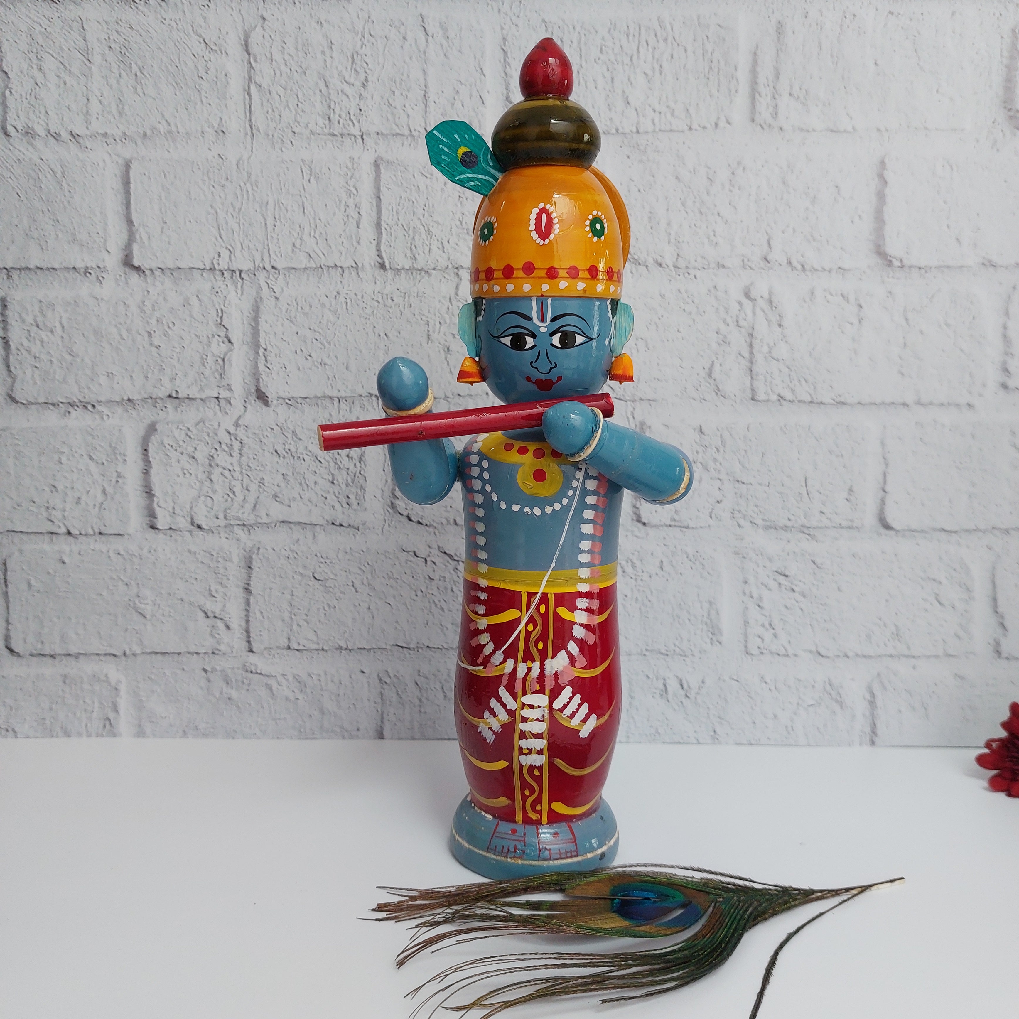 Etikoppaka Krishna With Flute-Zishta Traditional Home Decor Toys