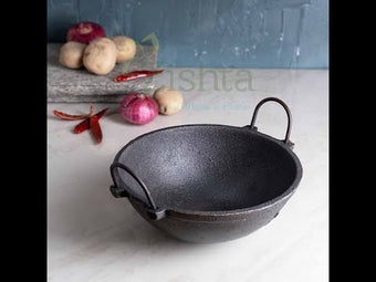 INDIAN HANDMADE CAST IRON KADAI COMBO