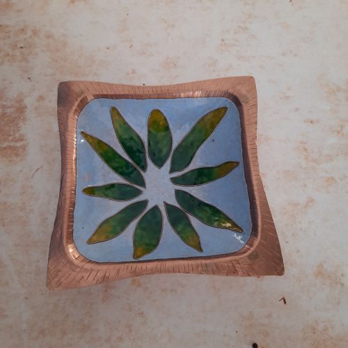 Meenakari Copper Enamel Multipurpose Platter Square 2-Zishta Traditional Cookware
