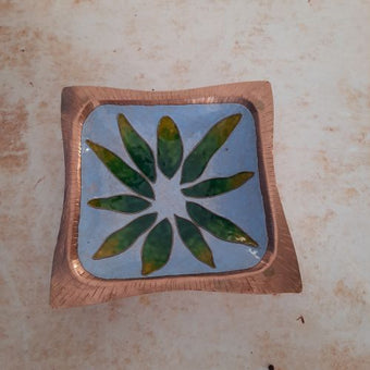 Meenakari Multipurpose platter (Copper Enamel) - Square