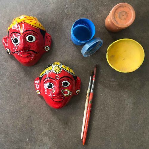 Nakashi Painting Wall Mask Red 1-Zishta Traditional Cookware
