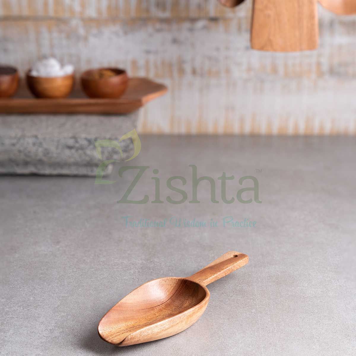 Neem Wood Flour Ladle-Zishta Traditional Cookware