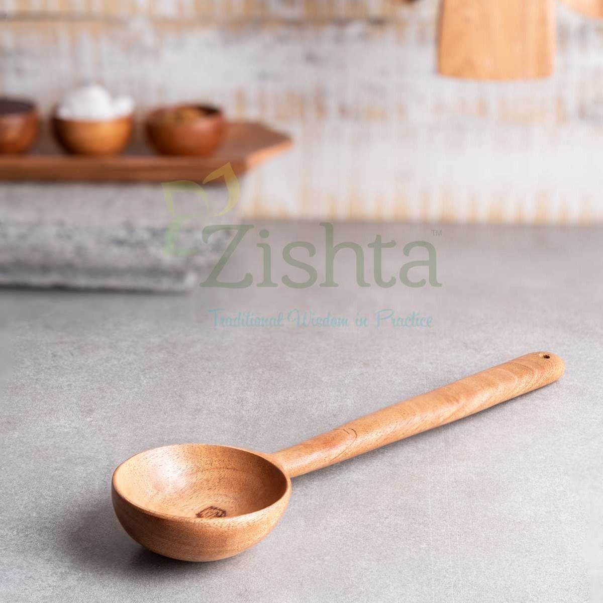 Neem Wood Gravy Ladle-Zishta Traditional Cookware