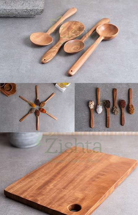 Neem Wood Kitchen Set Combo 1-Zishta Traditional Cookware