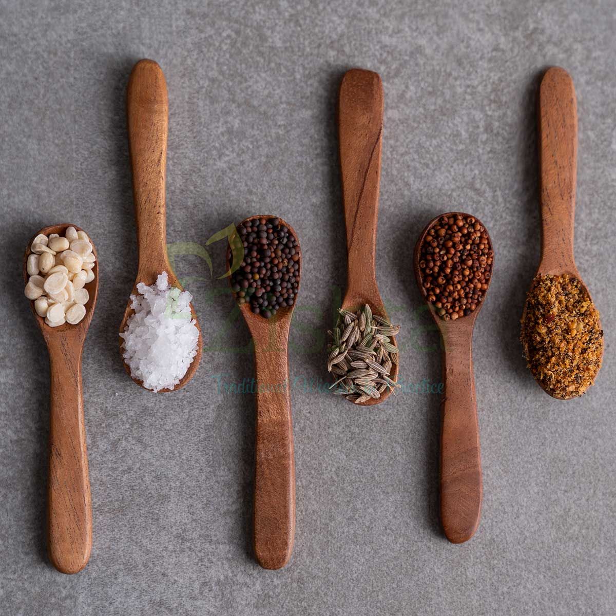 Neem Wood Masala Spoons: Set of 6
