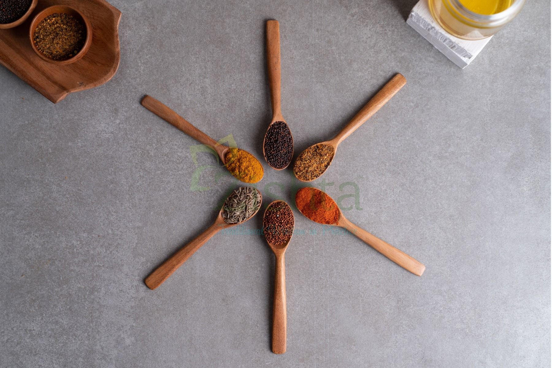 Neem Wood Spice Spoons: Set of 6