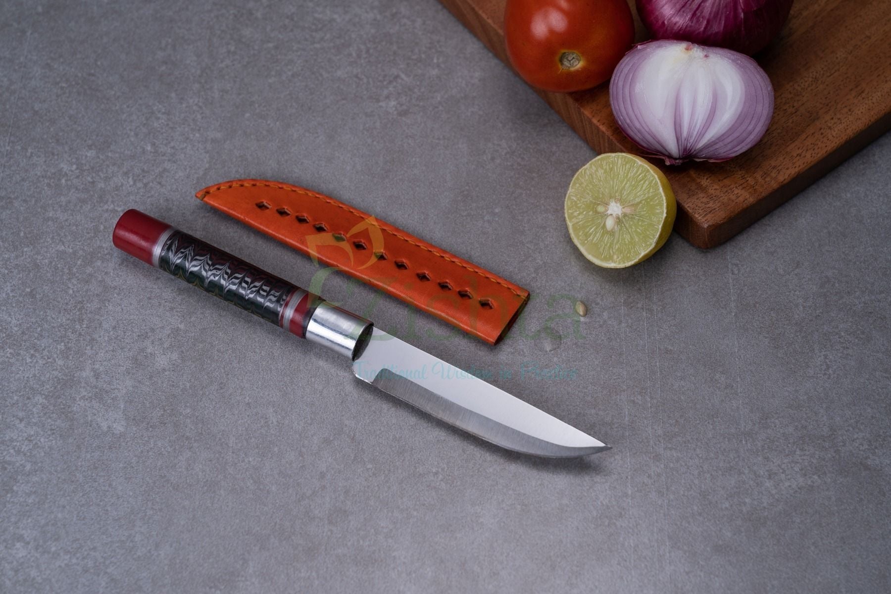 Reha Kitchen Fruit Knife with Lac-turned Wooden Handle