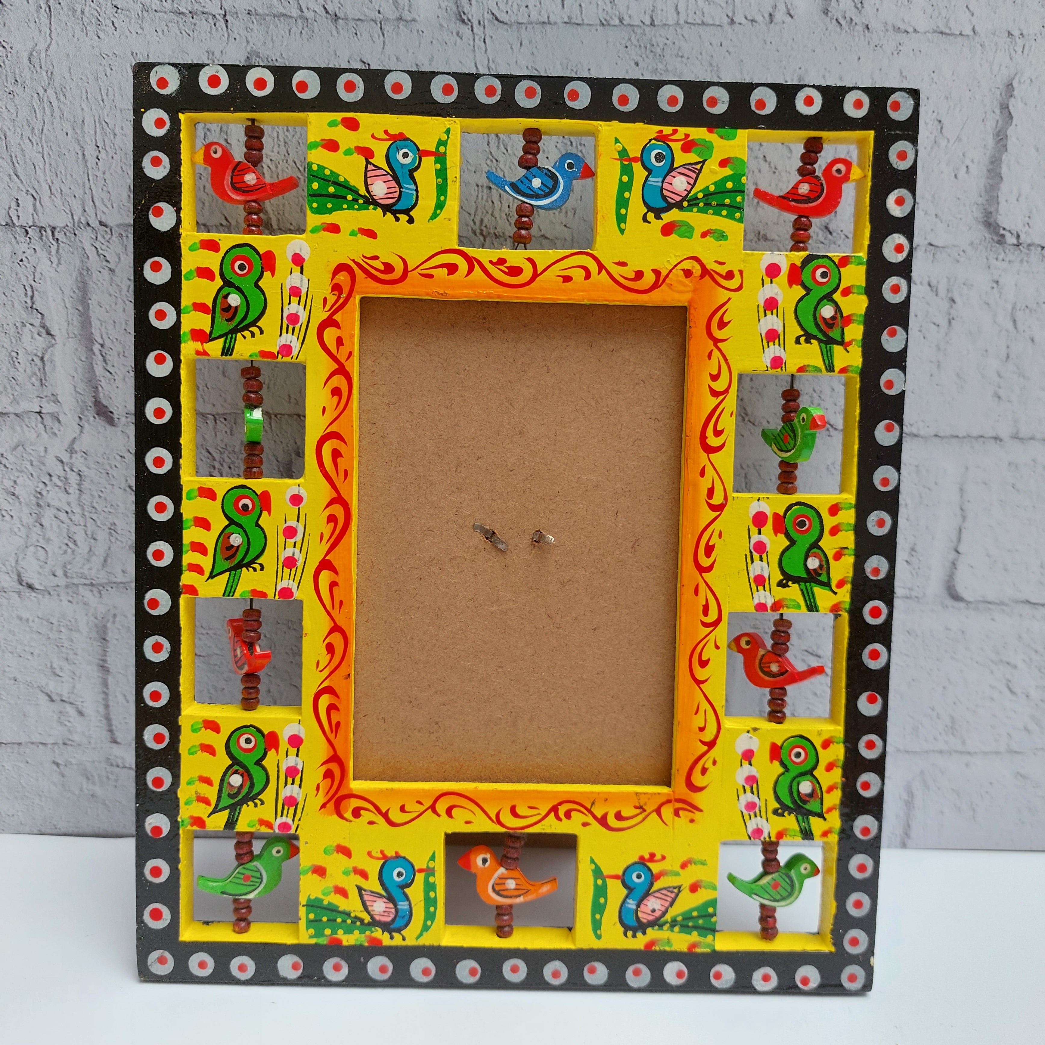 Varanasi Handcrafted Chirpy Photo Frame Yellow 1-Zishta Traditional Home Décor Toys