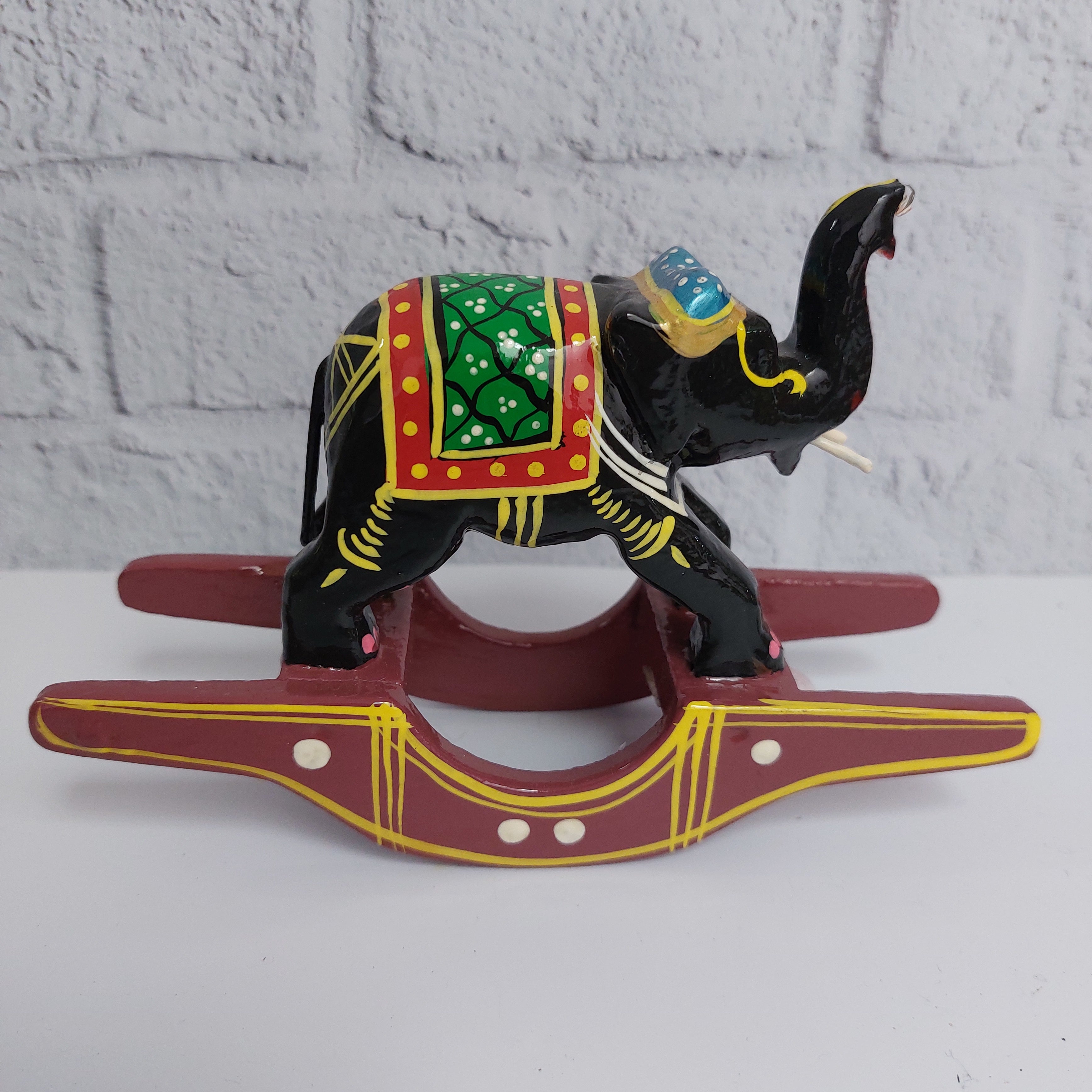 Varanasi Seesaw Elephant Black 1-Zishta Traditional Home Décor Toys