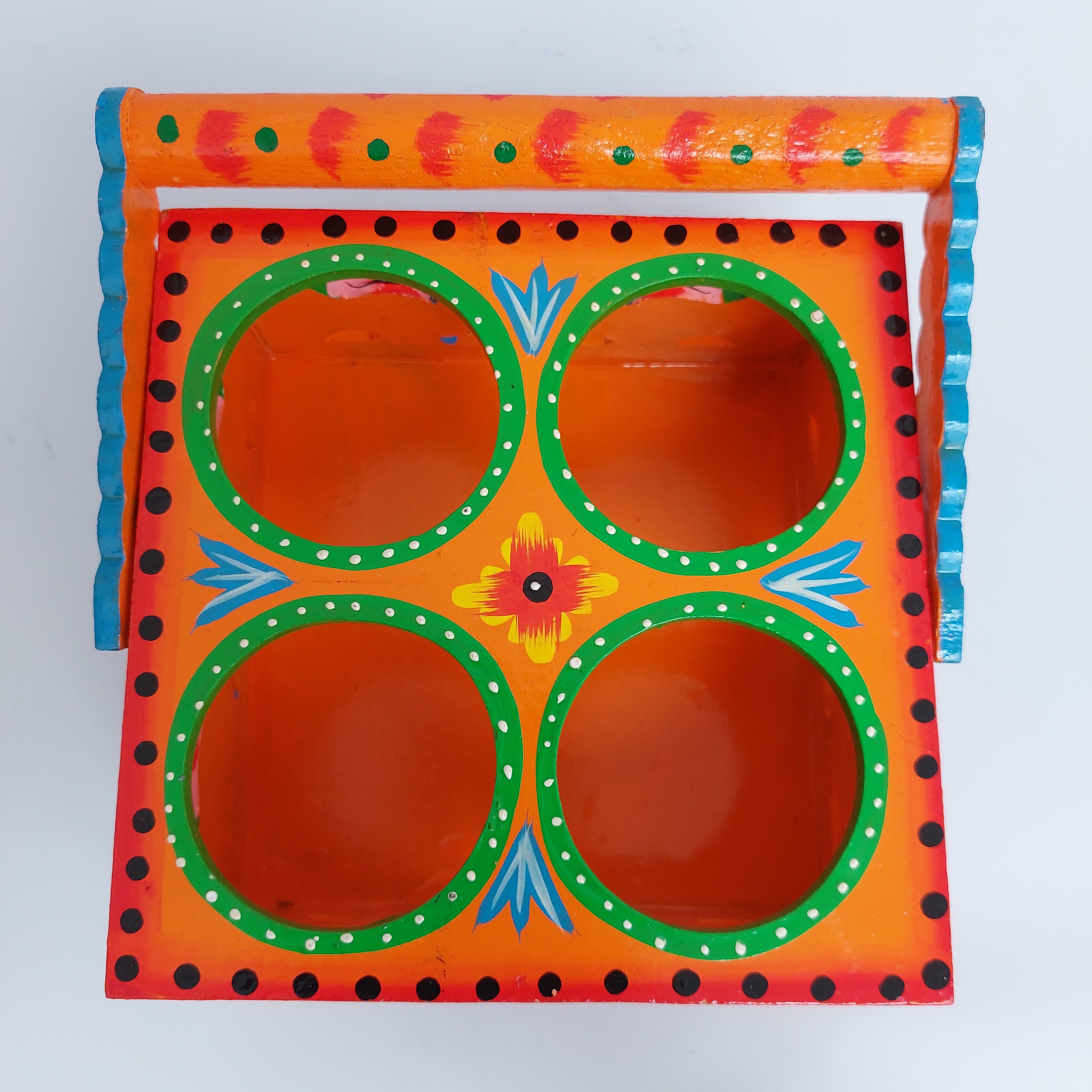 Varanasi Tea Glass Holder Orange 2-Zishta Traditional Home Decor Toys