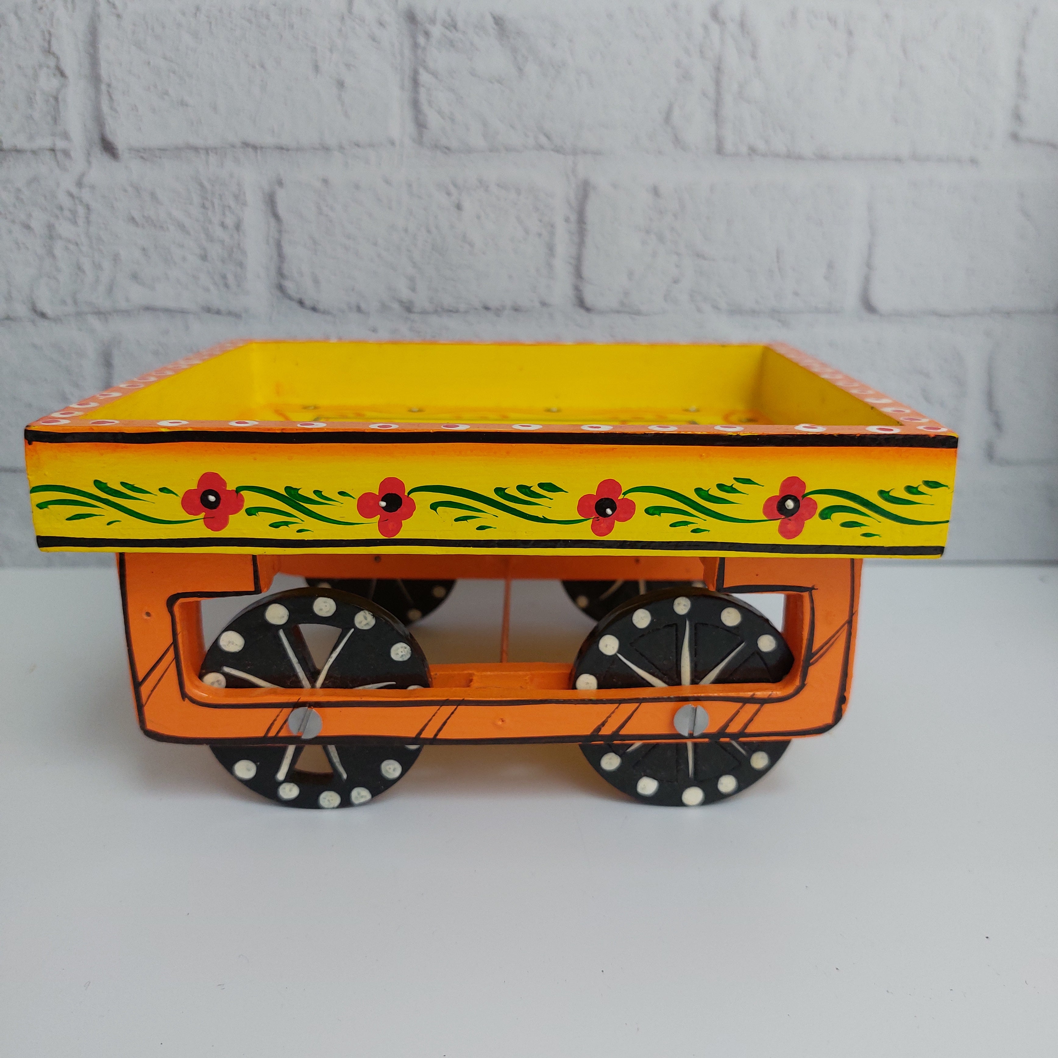 Varanasi Thela Push Cart Yellow 1-Zishta Traditional Home Decor Toys
